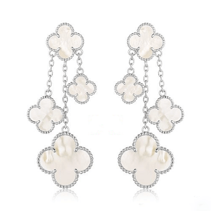 Miro CLOVER EARRINGS WHITE MOP 4 MOTIFS SILVER