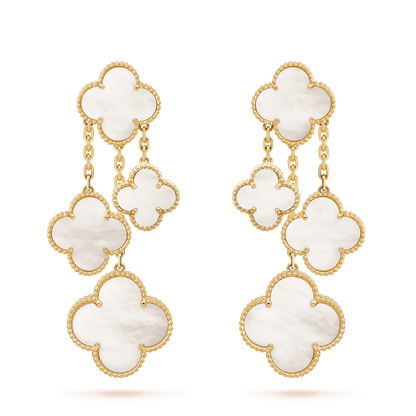 Miro CLOVER EARRINGS WHITE MOP 4 MOTIFS GOLD