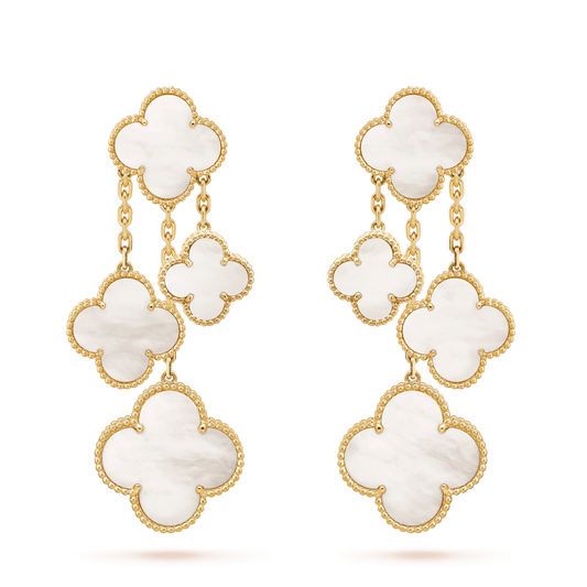 Miro CLOVER EARRINGS WHITE MOP 4 MOTIFS GOLD