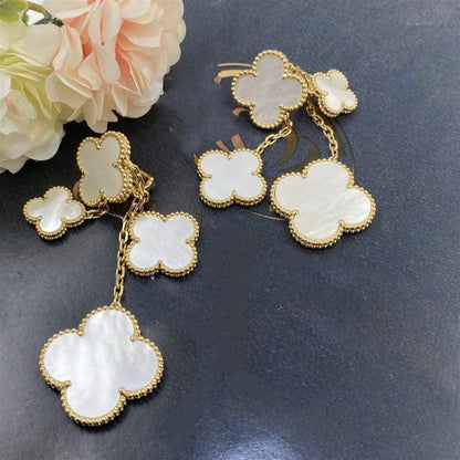 Miro CLOVER EARRINGS WHITE MOP 4 MOTIFS GOLD