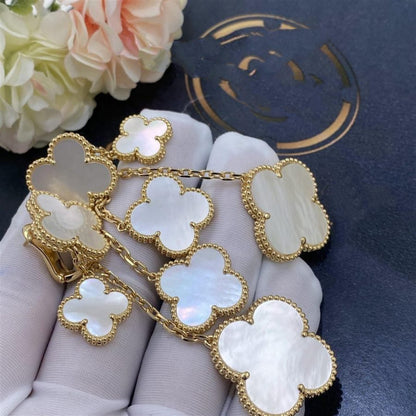 Miro CLOVER EARRINGS WHITE MOP 4 MOTIFS GOLD