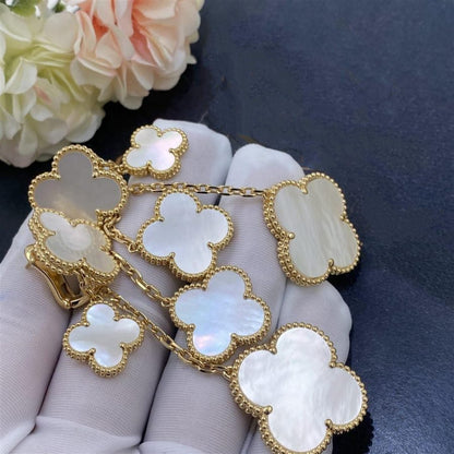 Miro CLOVER EARRINGS WHITE MOP 4 MOTIFS GOLD