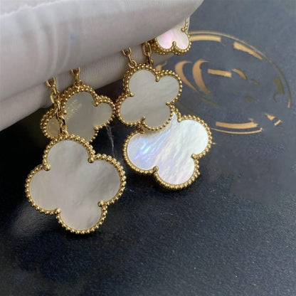 Miro CLOVER EARRINGS WHITE MOP 4 MOTIFS GOLD