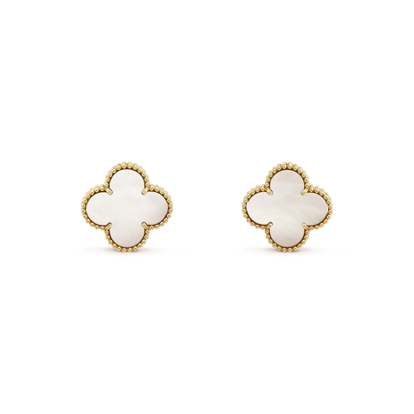 Miro CLOVER MEDIUM 1 MOTIFS  WHITE MOP STUD EARRINGS