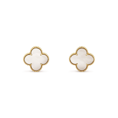Miro CLOVER MEDIUM 1 MOTIFS  WHITE MOP STUD EARRINGS