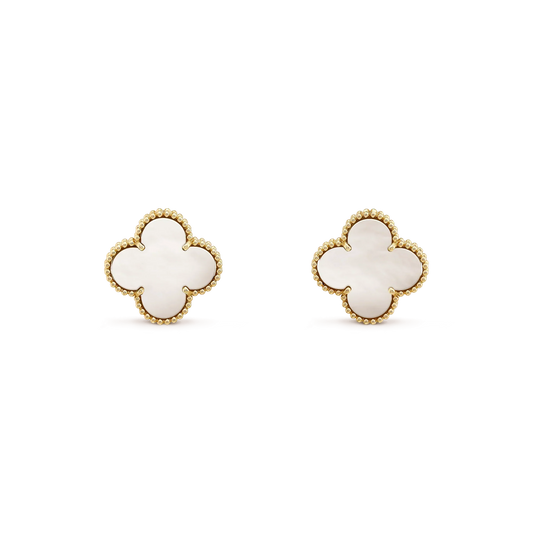 Miro CLOVER MEDIUM 1 MOTIFS  WHITE MOP STUD EARRINGS