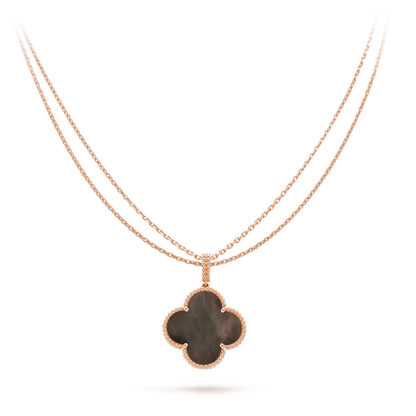 Miro CLOVER 25MM GOLD DARK MOP BIG CLOVER NECKLACE