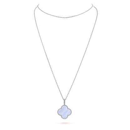 Miro CLOVER SILVER CHALCEDONY BIG CLOVER NECKLACE