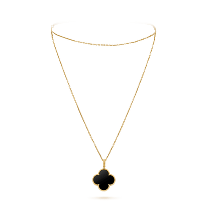 Miro CLOVER 25MM GOLD ONYX BIG CLOVER NECKLACE