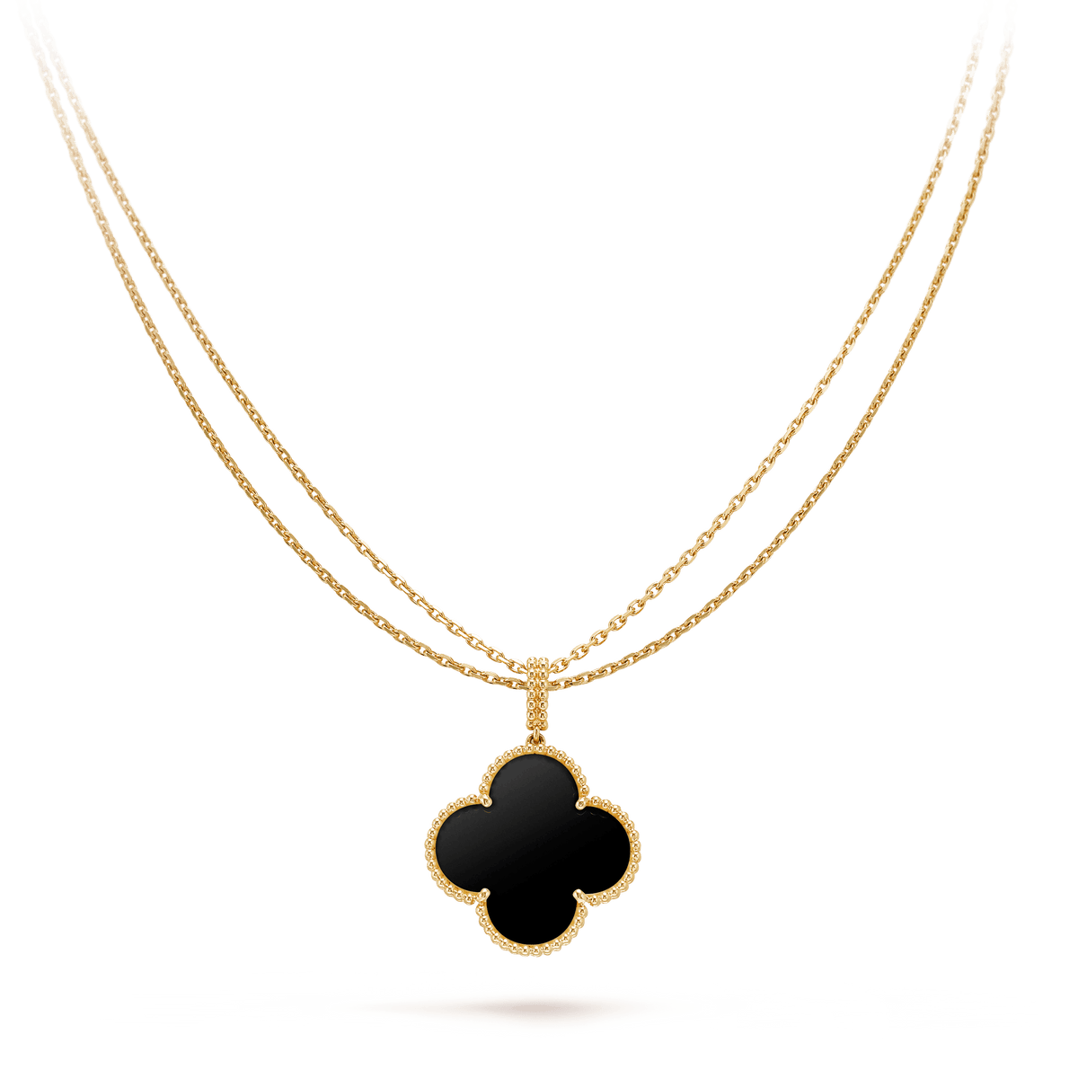 Miro CLOVER 25MM GOLD ONYX BIG CLOVER NECKLACE