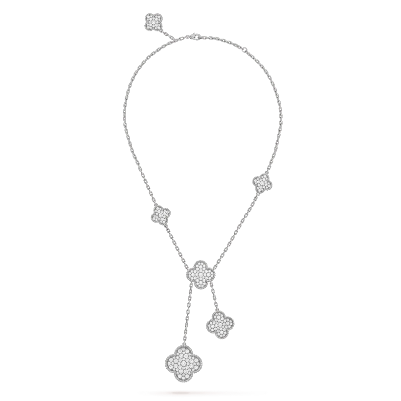 Miro CLOVER 5 MOTIFS SILVER DIAMONDS NECKLACE