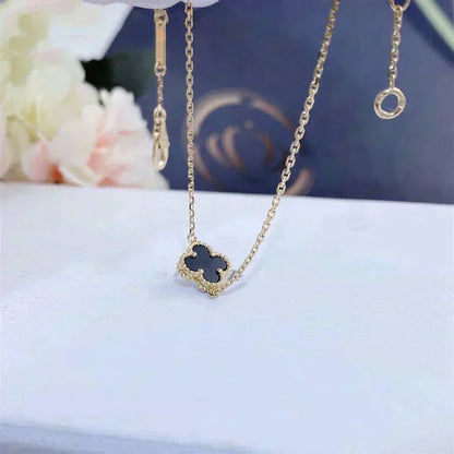 Miro クローバー オニキス シングル フラワー ブレスレット