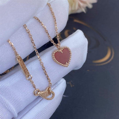 Miro SWEET CLOVER CARNELIAN HEART NECKLACE