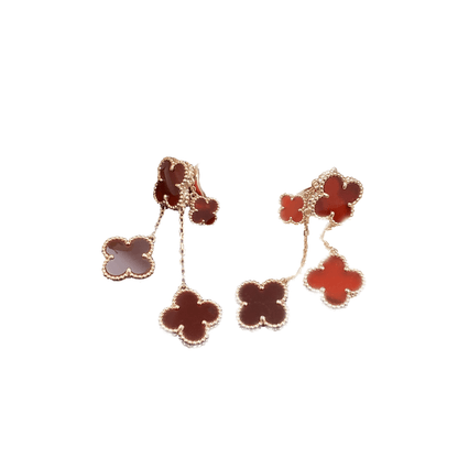 Miro CLOVER EARRINGS CARNELIAN 4 MOTIFS PINK GOLD