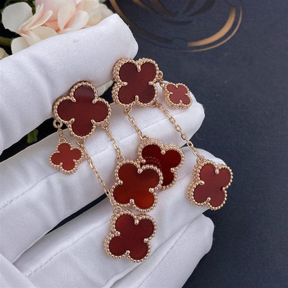 Miro CLOVER EARRINGS CARNELIAN 4 MOTIFS PINK GOLD