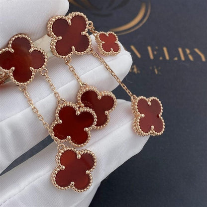 Miro CLOVER EARRINGS CARNELIAN 4 MOTIFS PINK GOLD