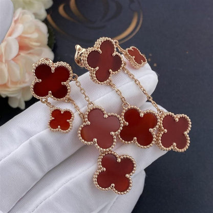 Miro CLOVER EARRINGS CARNELIAN 4 MOTIFS PINK GOLD