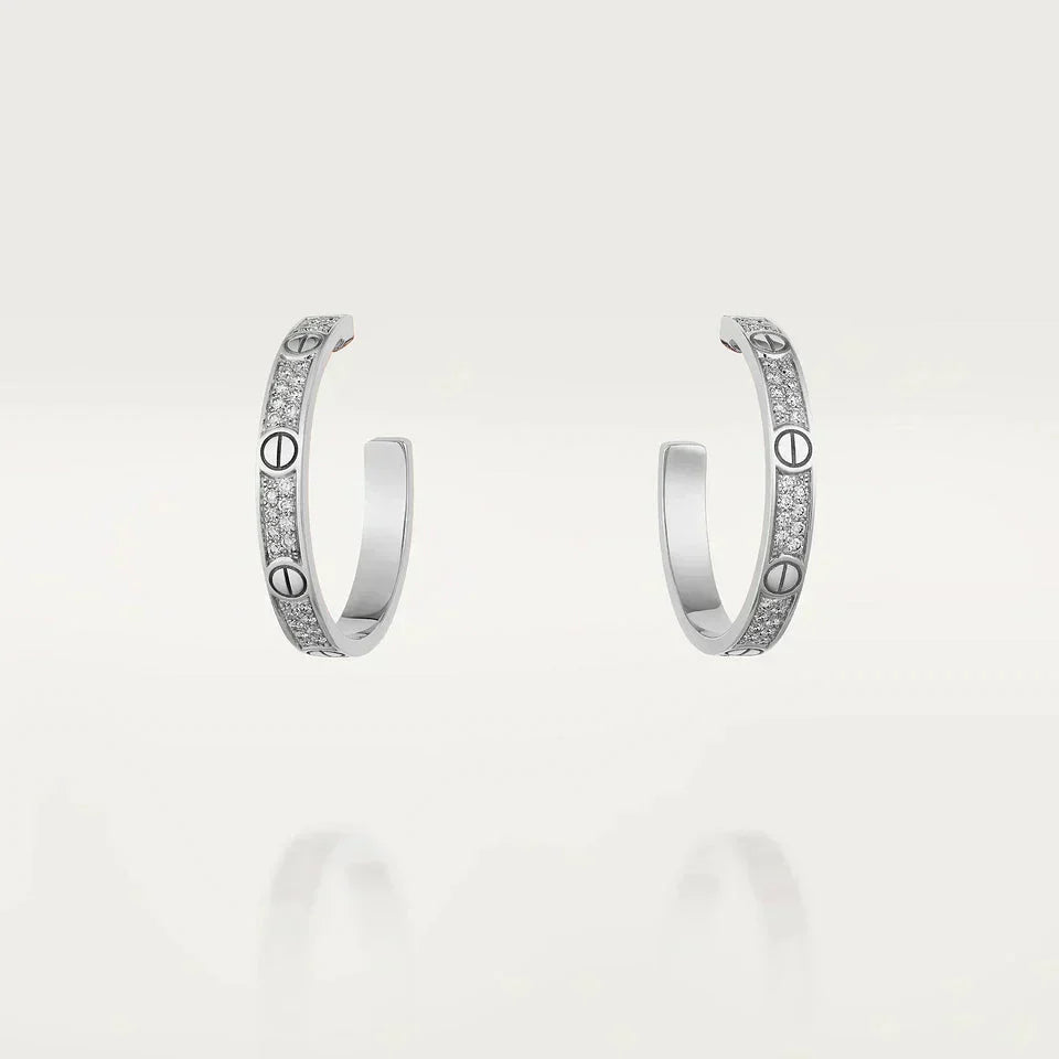 Miro LOVE DIAMOND SILVER HOOP EARRINGS