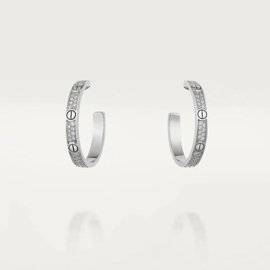 Miro LOVE DIAMOND SILVER HOOP EARRINGS