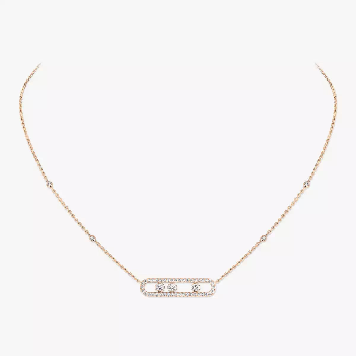 [Miro ]  Move Pave_ Rose Gold Diamond Necklace