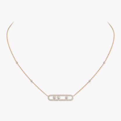 [Miro ]  Move Pave_ Rose Gold Diamond Necklace