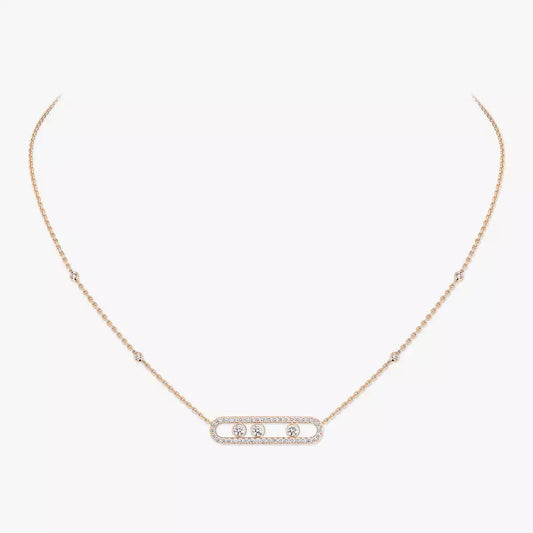 [Miro ]  Move Pave_ Rose Gold Diamond Necklace