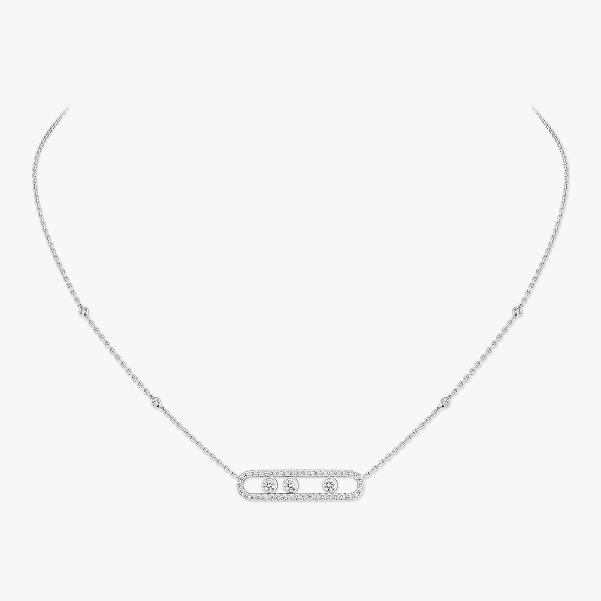 [Miro ]  Move Pave_ Rose Gold Diamond Necklace