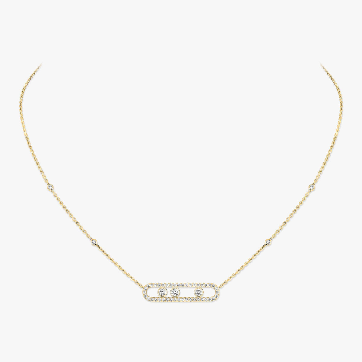 [Miro ]  Move Pave_ Rose Gold Diamond Necklace