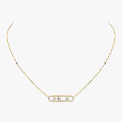[Miro ]  Move Pave_ Rose Gold Diamond Necklace
