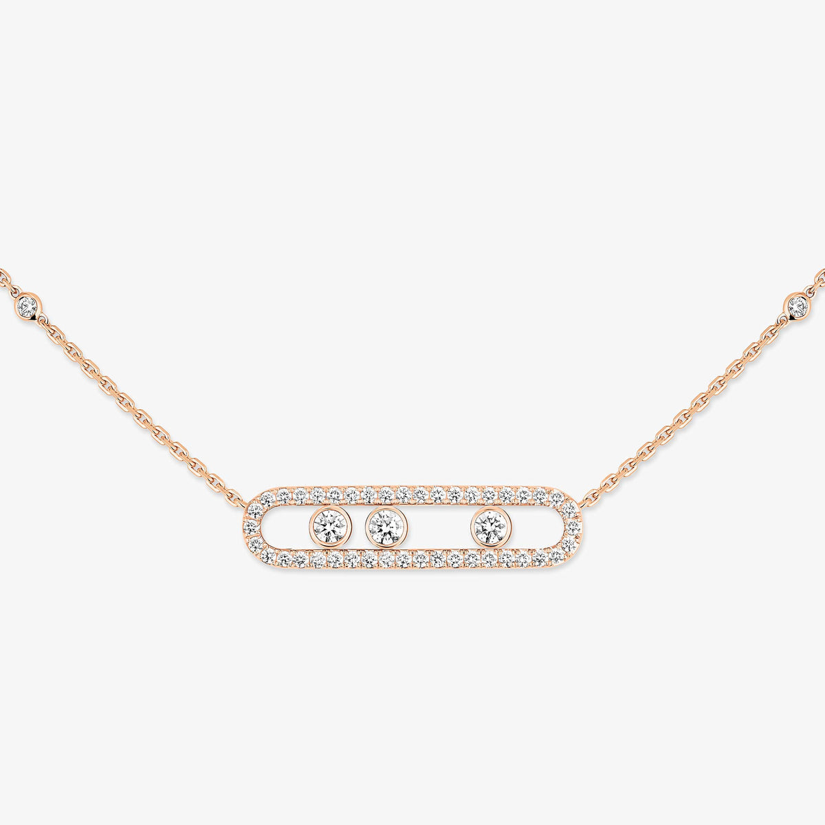 [Miro ]  Move Pave_ Rose Gold Diamond Necklace