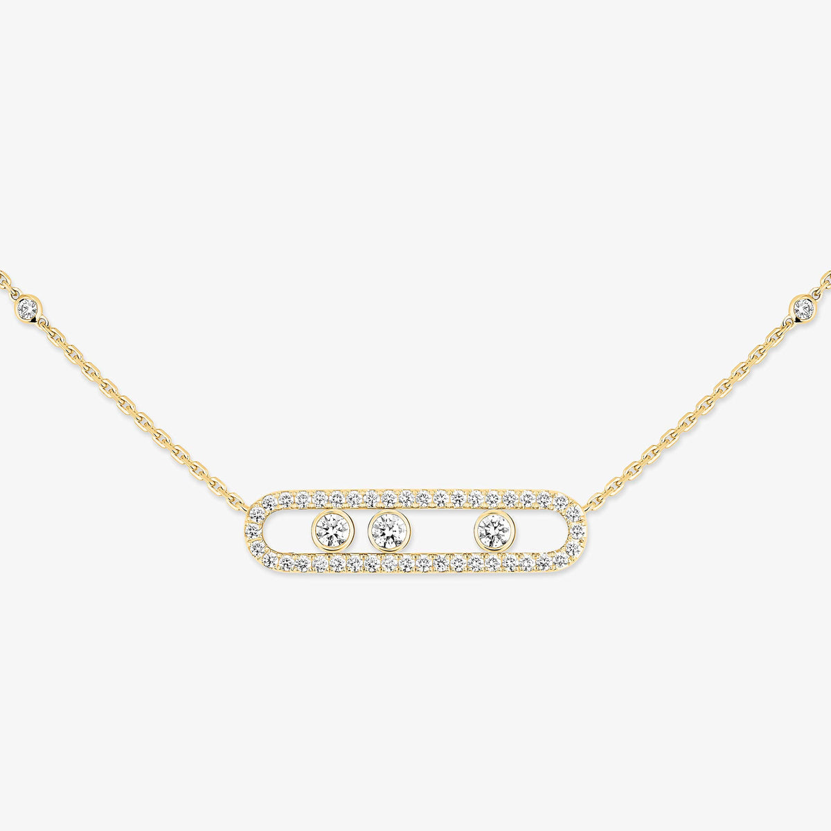 [Miro ]  Move Pave_ Rose Gold Diamond Necklace