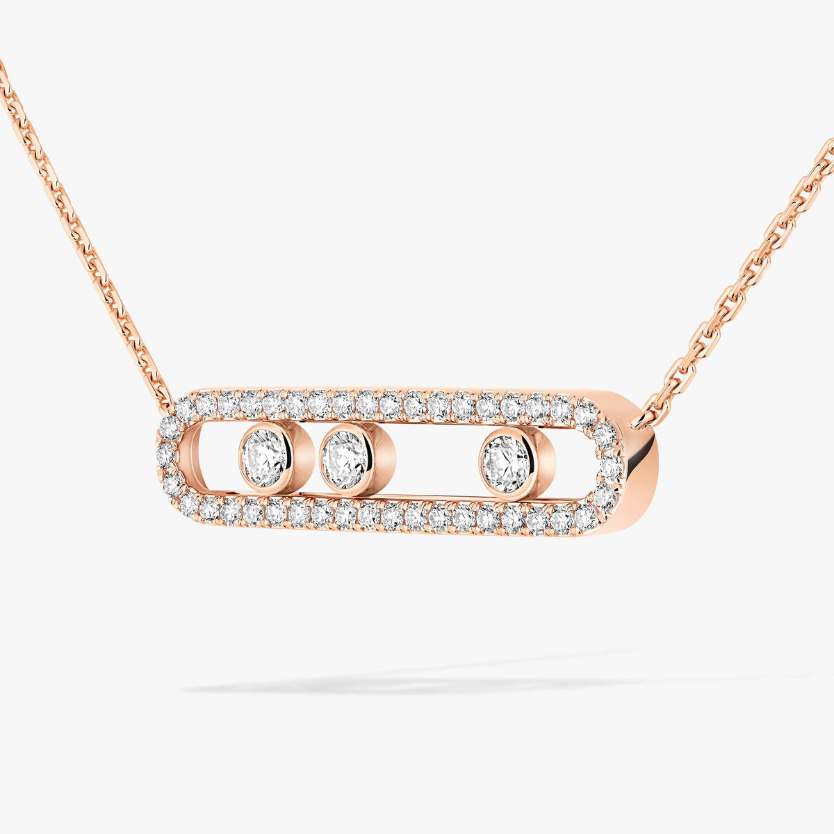 [Miro ]  Move Pave_ Rose Gold Diamond Necklace
