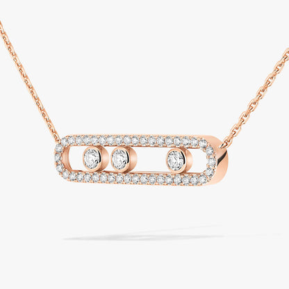 [Miro ]  Move Pave_ Rose Gold Diamond Necklace