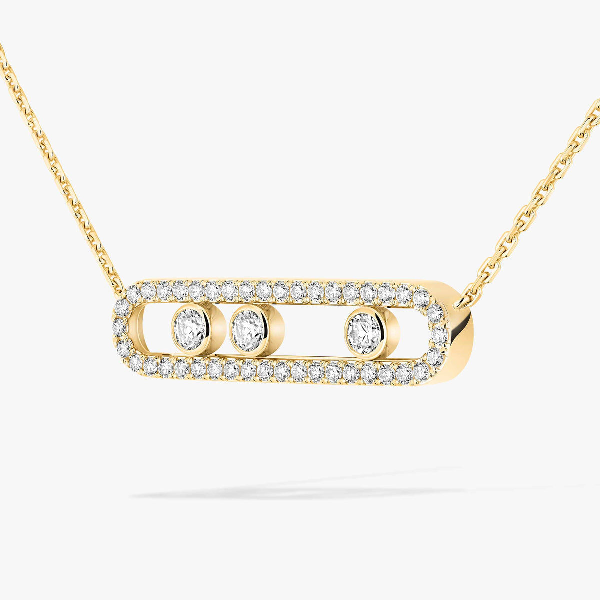 [Miro ]  Move Pave_ Rose Gold Diamond Necklace