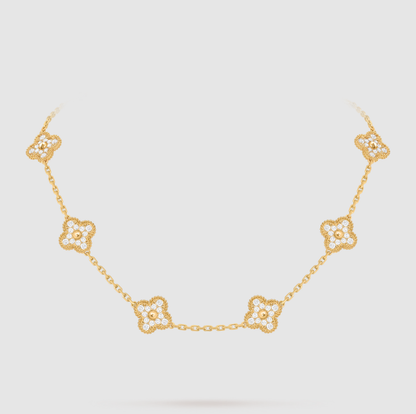 [Miro ]CLOVER 10 MOTIFS FULL DIAMOND NECKLACE