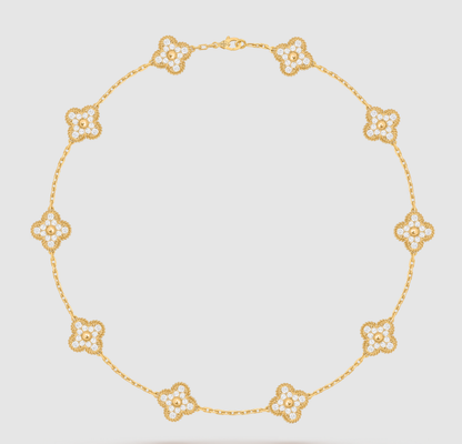 [Miro ]CLOVER 10 MOTIFS FULL DIAMOND NECKLACE