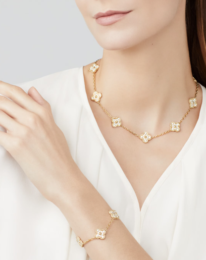 [Miro ]CLOVER 10 MOTIFS FULL DIAMOND NECKLACE