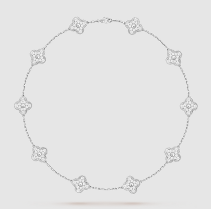 [Miro ]CLOVER 10 MOTIFS FULL DIAMOND NECKLACE