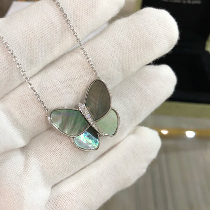Miro LARGE BUTTERFLY SILVER PENDANT DIAMOND NECKLACE