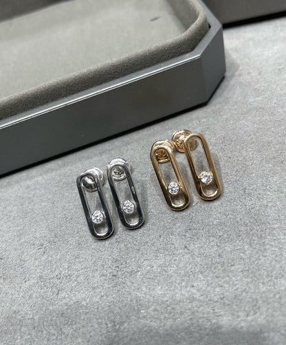 [Miro ] MOVE UNO SMALL 1 DIAMOND EARRINGS