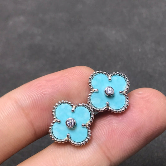 Miro CLOVER 1 DIAMOND BLUE SKY SILVER EARRINGS