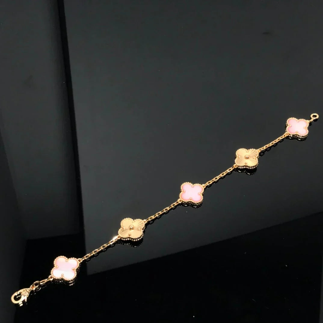 [Miro ]New  CLOVER 5 MOTIFS  PINK MOP BRACELET COLLECTION