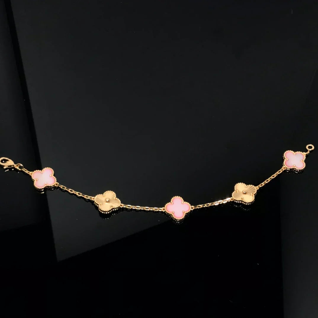 [Miro ]New  CLOVER 5 MOTIFS  PINK MOP BRACELET COLLECTION