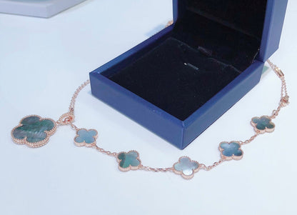 Miro COMBINED BRACELET 5 MOTIFS AND NECKLACE DARK MOP ROSE GOLD
