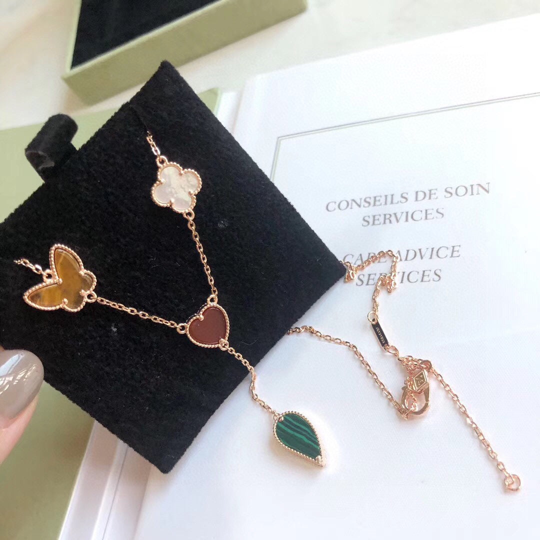 Miro LUCKY SPRING 4 MOTIFS ROSE GOLD NECKLACE