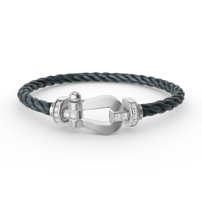 Miro FORCE LARGE HORSESHOE HALF DIAMOND BRACELET SILVER