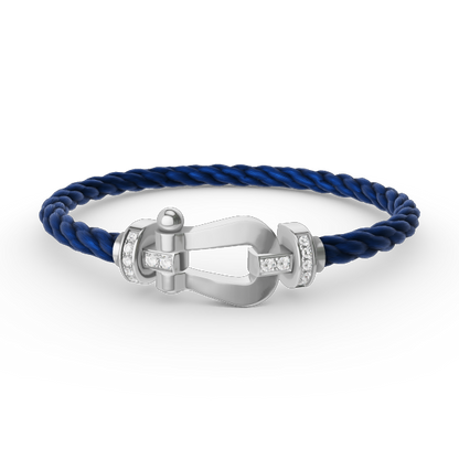 Miro FORCE LARGE HORSESHOE HALF DIAMOND BRACELET SILVER