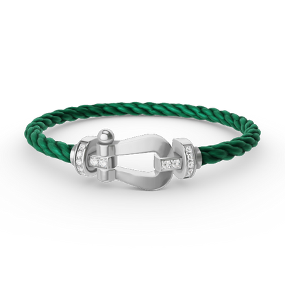 Miro FORCE LARGE HORSESHOE HALF DIAMOND BRACELET SILVER