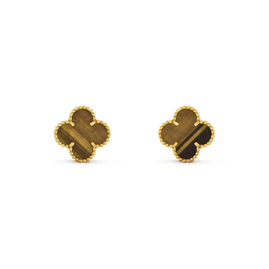 Miro CLOVER MEDIUM 1 MOTIFS TIGER EYE EARRINGS