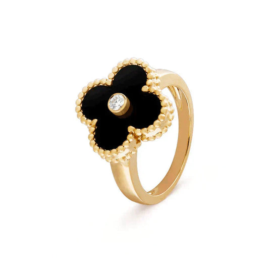 Miro CLOVER ONYX RING GOLD DIAMOND
